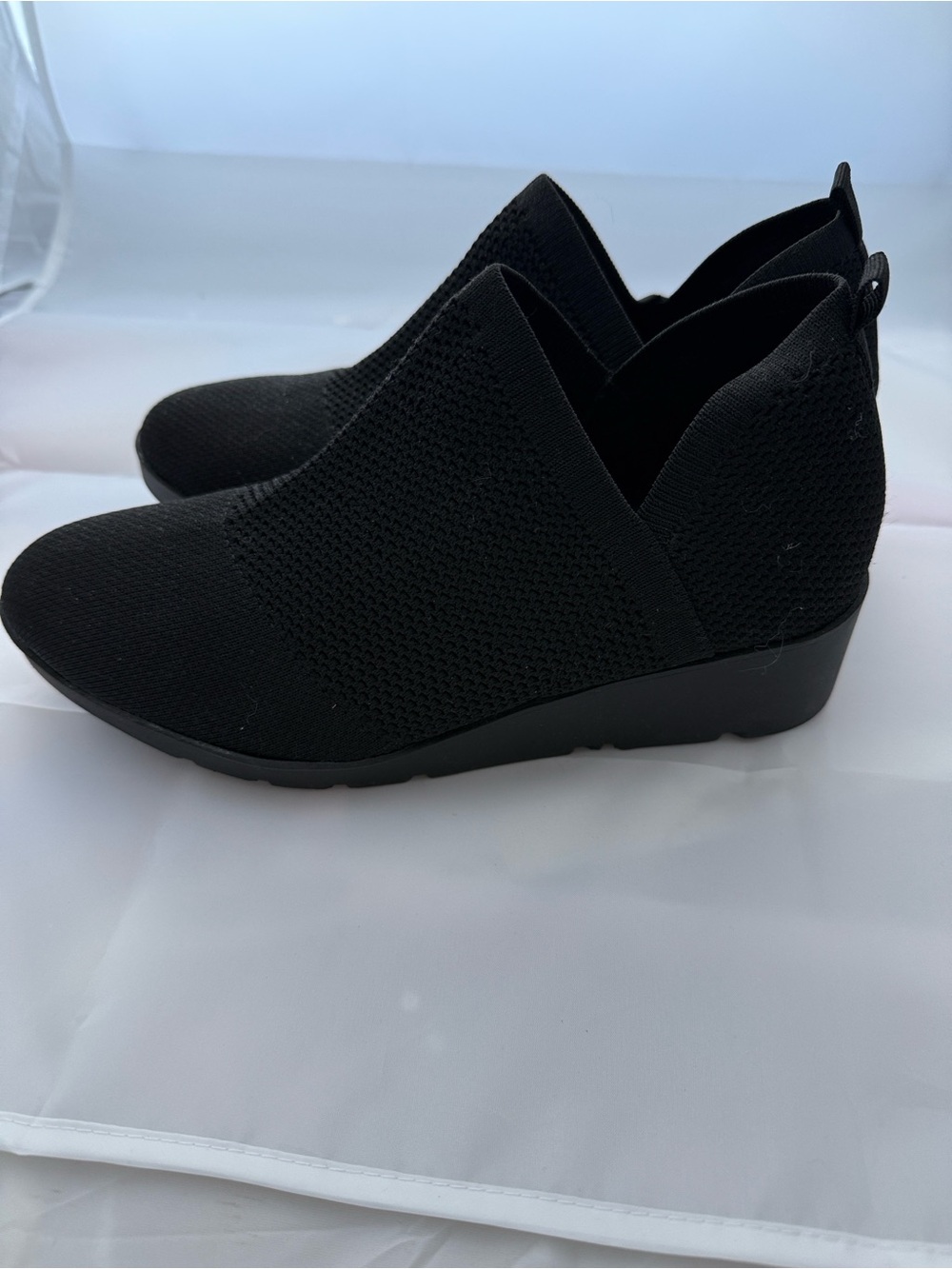 Taryn by Taryn Rose Kabe Knit Wedge Booties 8.5 Black
